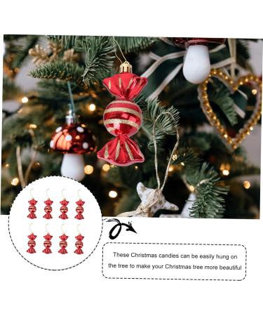 Alipis 8pcs Candy Pendant Red Glitter Ornaments Xmas Hanging Pendant with Rope Christmas Tree Child Plastic - Buy Online on GoSupps.com
