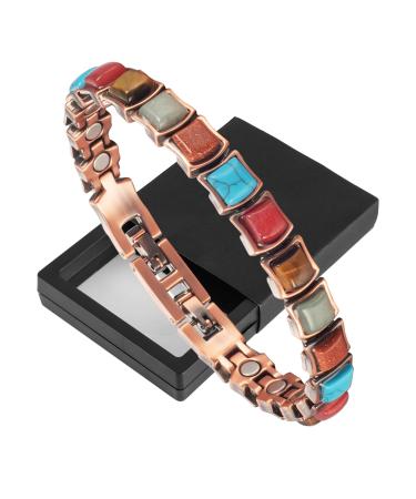 YINOX Magnetic Therapy Copper Bracelet for Women Turquoise Colorful Bracelet Pure Copper Magnetic Bracelet