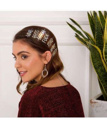 Personalized Rhinestone Name Hair Pins | Custom Word in 6 Letters Gold Color | Jewelry Gift for Birthday/Bachelorette Party | Hen Girls Night Out Barrette - Buy Online on GoSupps.com