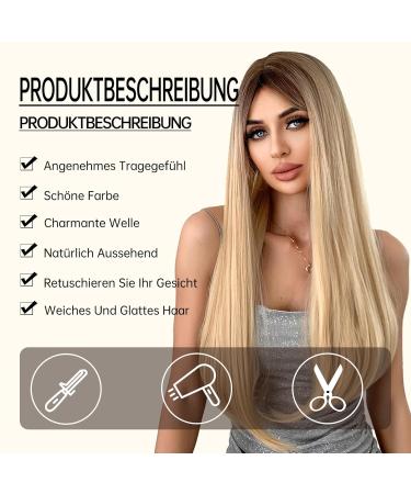 Testar 26 Inch Ombre Blonde Wig - Long Straight Synthetic Heat-Resistant Hair for Women & Girls | Perfect for Daily Cosplay - Buy Online on GoSupps.com