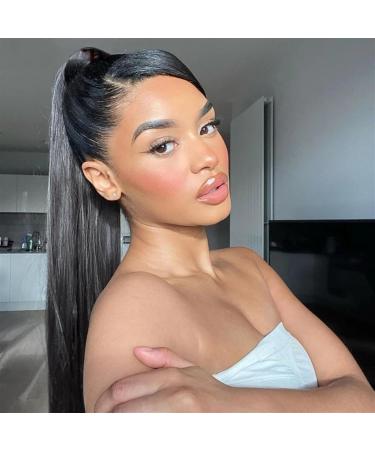 Braid Hair Extension Long Straight Ponytail Extension Real Human Hair Drawstring Ponytail Hairpiece Natural Color Remy Hair Clip in Straight Pony Tail Hairpiece Braid Ponytail Extension (Color : Na 24inches Natural Color - Buy Online on GoSupps.com