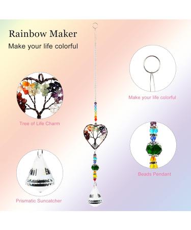 Chakra Healing Crystal Sun Catcher - Tree of Life Gemstone Pendant for Windows - Spiritual Gift for Women - Rainbow Maker Suncatcher - Buy Online on GoSupps.com