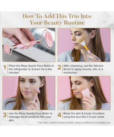 Original Jade Roller & Gua Sha Set | Natural Rose Quartz Facial Tools for Toning & Firming Skin - Buy Online on GoSupps.com