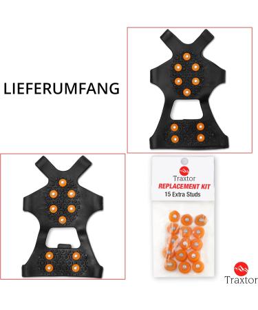 Traxtor Anti-Slip Winter Shoes with Crampons - Ice & Snow Footwear with 15 Replacement Spikes (EU Size 36-40) - Shop Internationally! - Buy Online on GoSupps.com