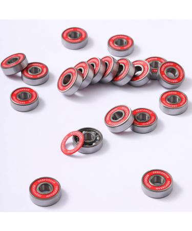DEEPDREAM 608 ZZ Skateboard Bearings, Sackorange 608zz Double Shielded,8x22x7 Miniature Ball Bearings 20 psc Red