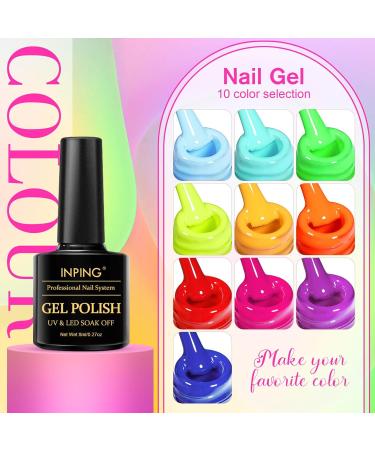 INPING Neon Gel Nail Polish Set - 10 Vibrant Colors for DIY Nail Art - UV/LED Soak Off Varnish - Spring/Summer Collection - 8ml - Buy Online on GoSupps.com