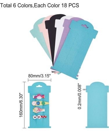 PandaHall 108pcs Hair Bow Cards - 6 Colors Rectangular Paper Cardboard Bow Holder for Hair Accessories Display - Buy Online on GoSupps.com