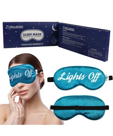Sleep Mask for Women Men Adjustable Silk Eye Mask Funny Blackout Night Blindfold for Sleeping Aid Travel Naps Blocks Light (Aquamarine Blue)