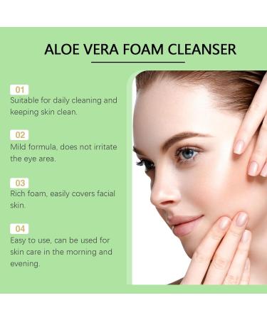 Aloe Vera Foam Facial Cleanser - Deep Pore Cleansing Moisturizing & Non-Tightening Remove Acne Blackheads & Dirt For Bright Skin(3PCS) - Buy Online on GoSupps.com