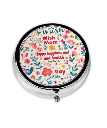 Wish mom Portable Metal Pill Box Round Mini 3-Compartment Plastic Insert hinged Fastening Design Suitable for Small Pills Must-Have for Travel Black