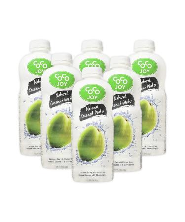 CoCo Joy Natural Coconut Water, 100% Coconut Water, Fresh, Low-Calorie, High-Calcium, Nutrient-Rich Coconut-Water Drink with Electrolytes, Potassium, and Other Nutrients, 6 pack 34 Fl Oz (Pack of 6)