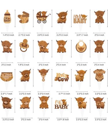 Highland Cow Baby Shower Cupcake Toppers Holy Cow Cupcake Toppers 48Pcs Highland Cow Baby Shower Decorations Cow Oh Baby Cupcake Picks for Holy Cow Baby Shower Birthday Supplies - Buy Online on GoSupps.com