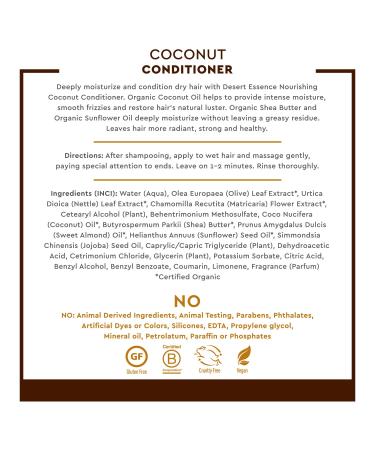 Desert Essence Coconut Conditioner 8oz (Pack of 3) - Strong, Healthy Hair with Coconut, Jojoba & Sunflower Oils - Restores Natural Luster - Refreshing Scent - Buy Online on GoSupps.com