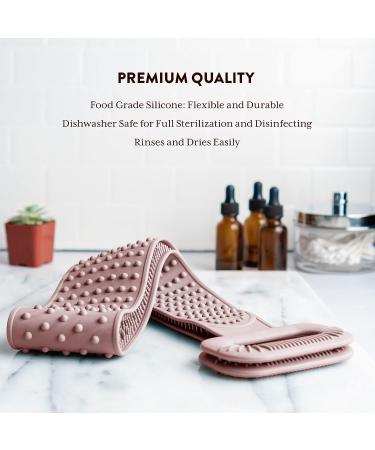 Silicone Back Scrubber for Shower 35.4'' - Exfoliating Bath Body Brush for Men, Women, Non-Binary - Mauve - Buy Online on GoSupps.com
