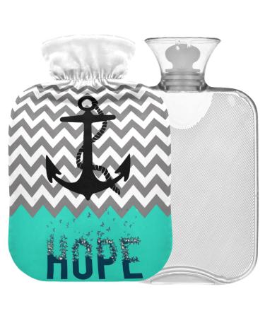 Naanle nautical anchor hope hot bottle with reference transparent hot water bottle 1l warm steadel for bed hand feet warmer pain relief heat and cold therapy