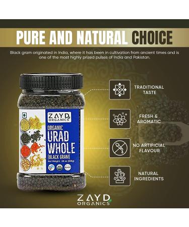 Zayd Organics Urad Whole  Black Matpe Lentils  USDA Organic  1.75lbs (800g) - Buy Online on GoSupps.com