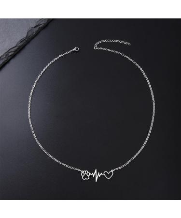Unlou Heartbeat Dog Paw Pendant Necklace - Elegant Heart & Cat Footprint Jewelry for Women | Perfect Birthday Gifts - Buy Online on GoSupps.com