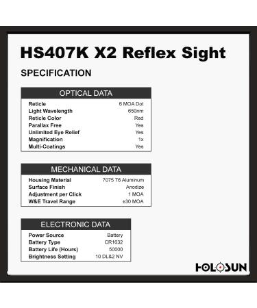 HOLOSUN HS407K-X2 Classic Reflex Red Dot Sight - Premium Optics for Precision Shooting - Buy Online on GoSupps.com
