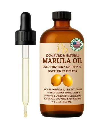 Pomberries Marula Oil | 100% Pure Cold-Pressed & Unrefined | Marula Oil for Face Skin & Hair Rich in Omegas 6 7 & 9 Helps Improve the Look of Fine Lines & Wrinkles | 4 fl oz Glass Bottle