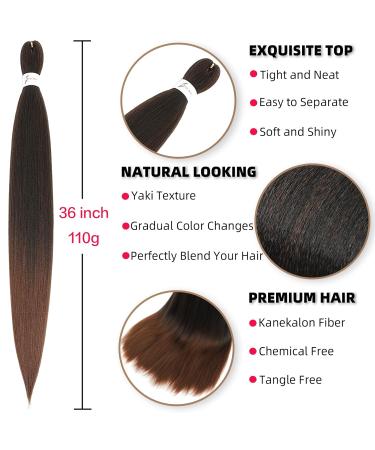 Xusuperb 36 Pre-Stretched Browning Ombre Braiding Hair Extensions - Soft Yaki Texture Kanekalon (T1B/30#) - 6 Packs for Easy Styling - Buy Online on GoSupps.com