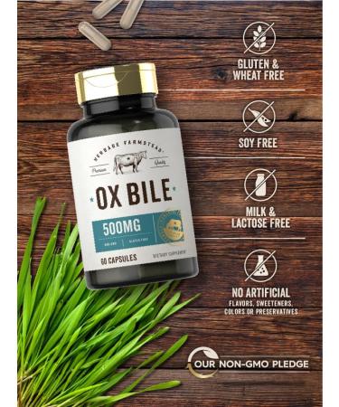 Carlyle Ox Bile Supplement 500mg - 60 Capsules | Digestive Enzyme Non-GMO & Gluten Free | Herbage Farmstead - Buy Online on GoSupps.com
