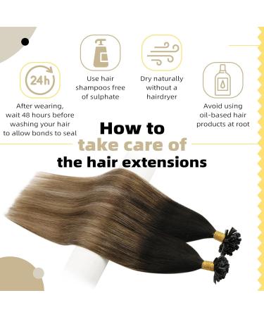 UGEAT Balayage U Tip Extensions - Real Hair Dark Brown to Blonde Bonding Extensions | 35cm 50g | 14 Inches #2/6/10 - Buy Online on GoSupps.com