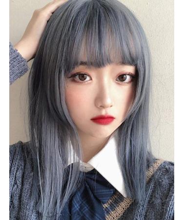 Buy BGHJUE Long Straight Ash Blue Wig for Women | Natural Full Head Clavicle Hair - International Shipping Available - Buy Online on GoSupps.com