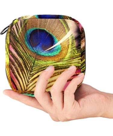 Menstrual Pad Bag with Zipper | Ladies Napkin Pouch & Tampons Collection Bag - Peacock Feathers Design for Women & Girls - Buy Online on GoSupps.com