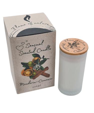 Sensual fragrance candle Flame of Nature in the glass made of soy wax and 100% from natural mandarin - cinnamon ethereal oil for aromatherapy spiritual growth and general well -being - Buy Online on GoSupps.com
