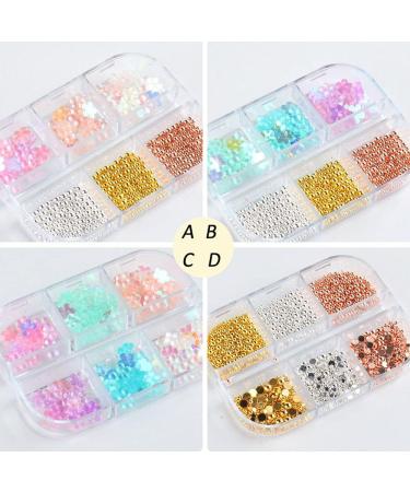DIY Manicure Jewelry Acrylic Decor Crystal Caviar Beads Five Petal Flower Resin Candy Color Nail Rhinestones(D) - Buy Online on GoSupps.com