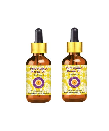 DEve Herbes pure apricot kernel oil (Prunus Armeniaca) with glass dripper natural therapeutic quality cold -pressed (pack of Two) 100ml x 2 (6.76 oz) 100 ml (2 -pack)