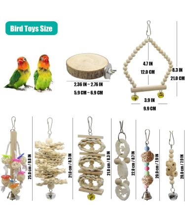 Chikanb 8-Piece Parrot Play Set | Colorful Wooden Bird Toys for Budgies Lovebirds and Parrots - Ideal for All Bird Types - Buy Online on GoSupps.com