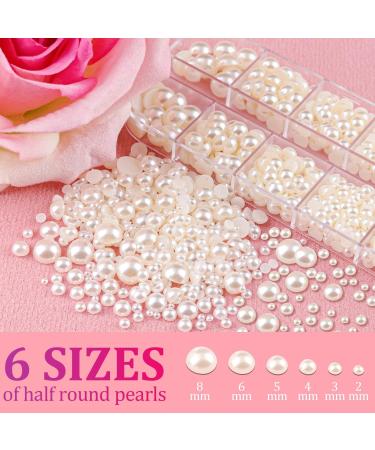 2700 Pcs Flat Back Pearls Kit - White & Beige Half Round Pearls with Pickup Tool for Nail Art, Face Makeup, and Crafts - Buy Online on GoSupps.com