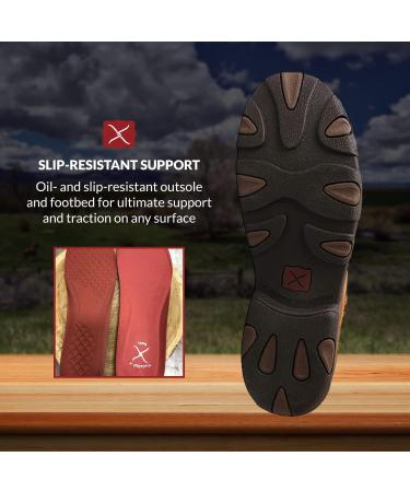 Twisted X Men's 6-Inch Leather Driving Moc Work Boots | Alloy Safety Toe | Anti-Slip Outsole | Washable Footbed | Distressed Saddle - Buy Online on GoSupps.com