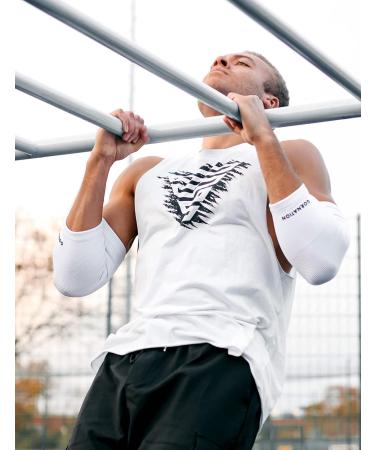 Gornation Ellenbogenbandagen - Elastic Elbow Sleeves for Men & Women | Calisthenics Bodybuilding Fitness - 1 Pair White - Buy Online on GoSupps.com