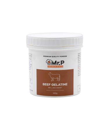 Mr.P Ingredients Beef Gelatine 100g 250 Bloom Powder Unflavoured Stabiliser Gelling Aerating Agent Instant Halal Gluten Free Non-GMO (Recyclable Pot) Beef Gelatine 100 g (Pack of 1)