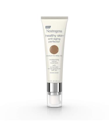 Neutrogena Healthy Skin Anti-Aging Perfector Tinted Facial Moisturizer and Retinol Treatment with Broad Spectrum SPF 20 Sunscreen with Titanium Dioxide  60 Medium to Deep  1 fl. oz
