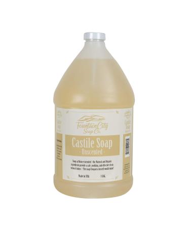 Pure Castile Liquid Soap, Unscented, 1 Gallon - Made with Organic Oils for Face, Body, Hair, Laundry, Pets & Dishes - Concentrated, Vegan, Non-GMO Unscented 128 Fl Oz (Pack of 1)