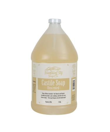 Pure Castile Liquid Soap, Unscented, 1 Gallon - Made with Organic Oils for Face, Body, Hair, Laundry, Pets & Dishes - Concentrated, Vegan, Non-GMO Unscented 128 Fl Oz (Pack of 1)