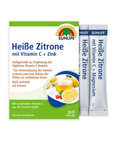 Sunlife Hot Lemon with Vitamin C & Zinc - Immune Support Supplement - 20 Powder Sticks for Daily Health - Buy Online on GoSupps.com