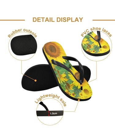 Mnsruu Summer Floral Sunflower Flip Flops for Men & Women - Perfect for Home Hotel Spa and Travel - Buy Online on GoSupps.com