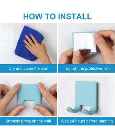 Vanzavanzu Razor Plane Holder for Shower Wall - 2 Pack Adhesive Hooks for Hairbrush & Towel - Waterproof Silicone Bathroom Organizer - Blue & White - Buy Online on GoSupps.com