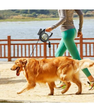 Retractable Dog Lead 8M/26ft Extendable Dog Lead Extendable with Non-Slip Handle & Adjustable Dog Lead with LED Flashlight Waste Dispenser Bags One-Hand Brake for Night Walking Running Jogging Black - Buy Online on GoSupps.com