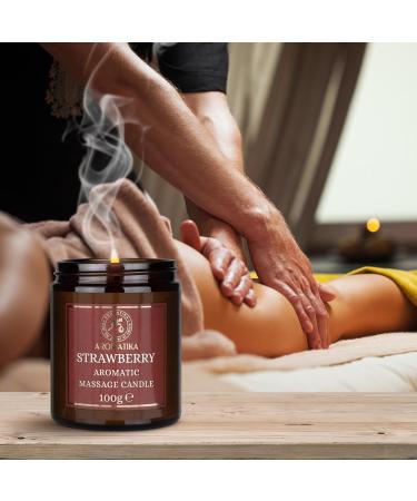 Strawberry Massage Candle 100g - Soy Wax Aromatherapy Candle with Coconut & Almond Oil | Relaxation & Body Care - Buy Online on GoSupps.com