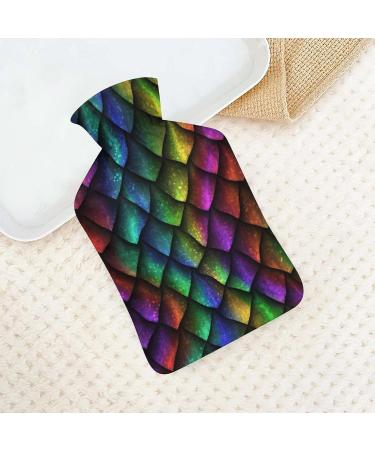 Rainbow Scale Hot Water Bottle with Plush Cover | Hot Water Bottle Hand Warmer for Adults & Kids | 26.5x15.3cm - Buy Online on GoSupps.com