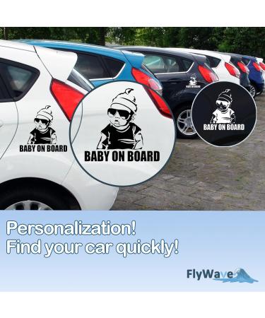 Flywave Baby On Board Sticker | 2 Waterproof Car Decals | 15x15 cm Sun Protection Baby Safety Stickers - Buy Online on GoSupps.com
