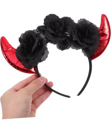 CRILSTYLEO Rose Headband Demon Hairband Demon Horns Headband Devil Ears Headband Demon Headpiece Devil Costume Halloween Party Favor Devil Headpiece Devil Hairband Bright Leather Fabric - Buy Online on GoSupps.com
