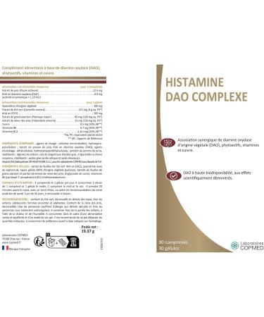 COPMED LABORATORIES - Histamine DAO Complex - Food supplement - Histamine intolerance - CAD deficiency - French brand - Case of 90 tablets and 30 vegetable capsules - Buy Online on GoSupps.com