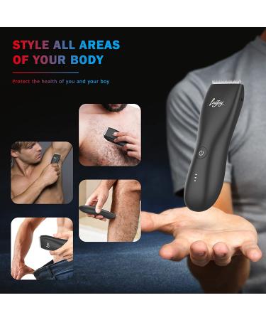 INVJOY Men's Body Trimmer - Electric Ball Shaver & Groin Hair Trimmer - Waterproof Groomer for Full Body Grooming, Ceramic Razor Clippers with Charging Dock - Black - Buy Online on GoSupps.com