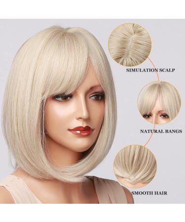 Esmee Short Straight Platinum Blonde Bob Wig - 12 Inches Shoulder Length Synthetic Cosplay Wig for Women - Buy Online on GoSupps.com